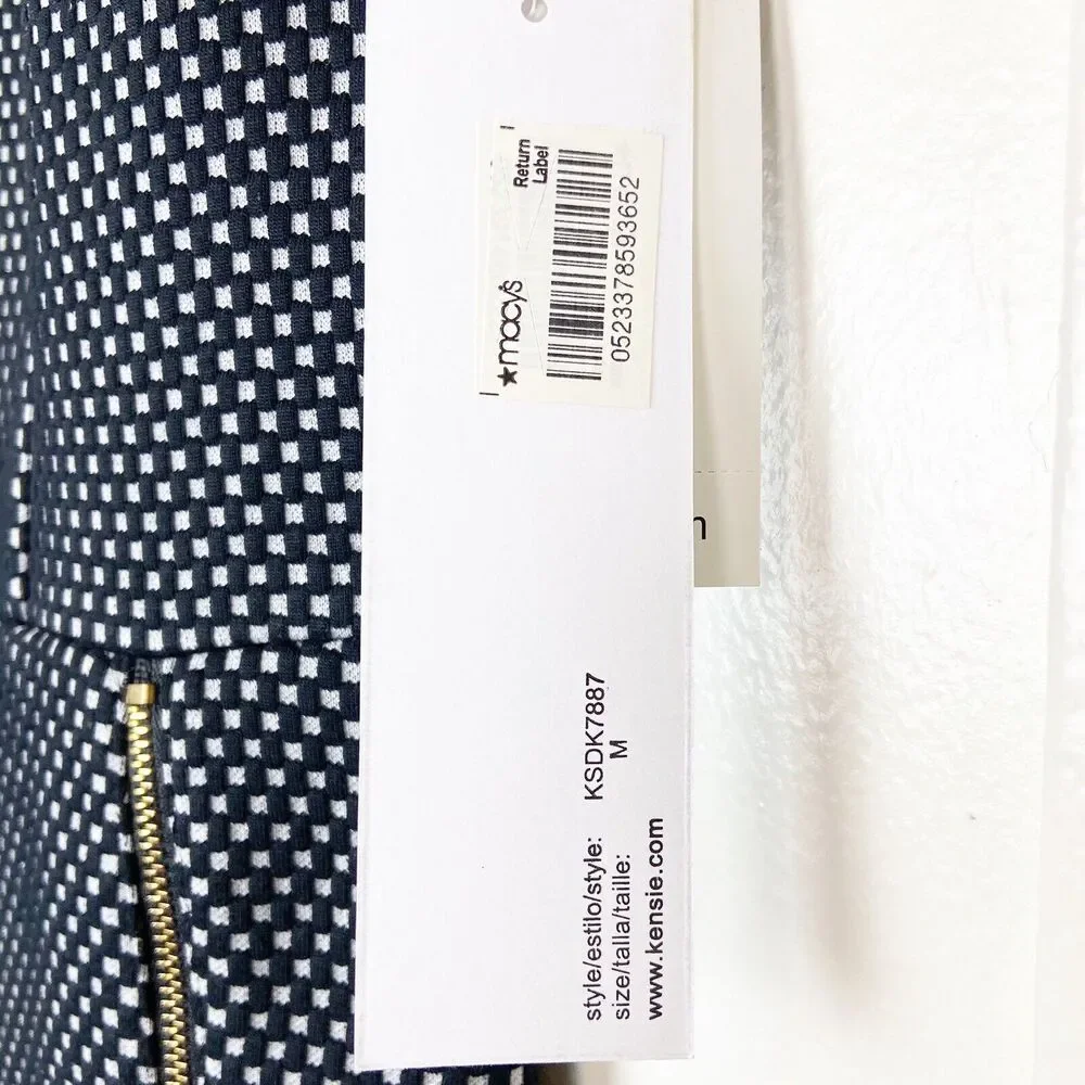 NWT Kensie Black & White Checkered Knit Zipper Skirt Dress Women's Size M - Picture 8 of 11
